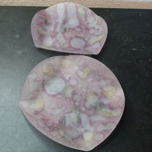 GORGEOUS Pair of 6" Reuven Glass Israel Trinket Plates